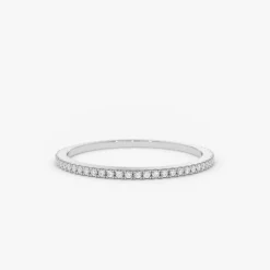 14K Ultra Thin 1MM Micro Pave Diamond Eternity Wedding Band