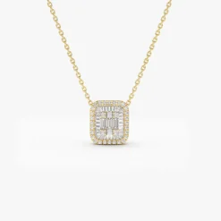 14k Unique Baguette Diamond Statement Necklace
