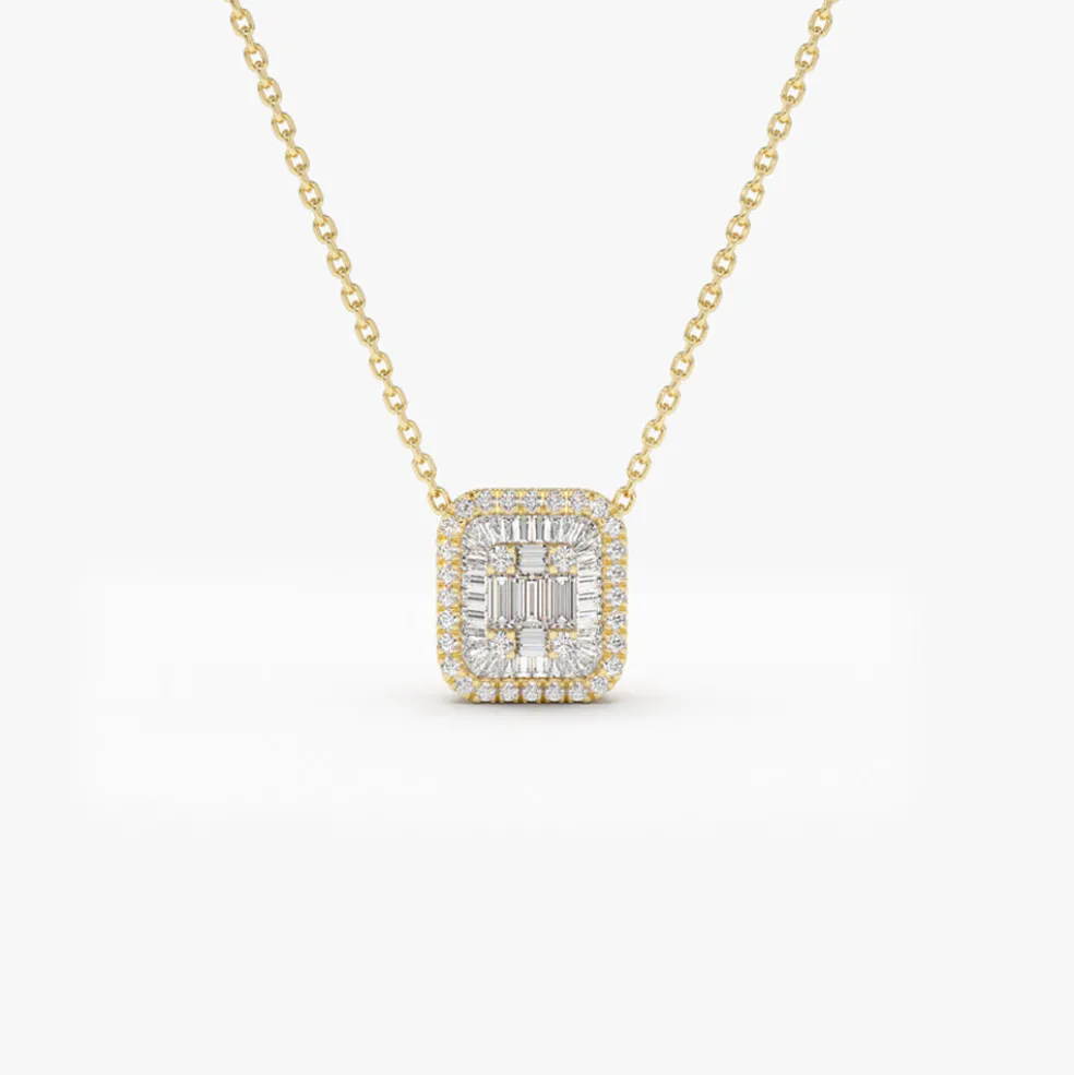 14k Unique Baguette Diamond Statement Necklace