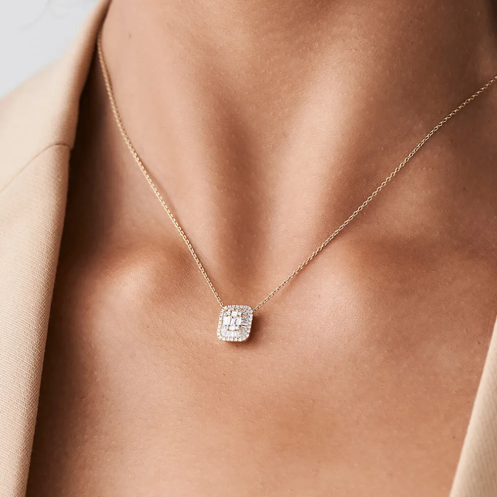 14k Unique Baguette Diamond Statement Necklace
