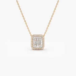 14k Unique Baguette Diamond Statement Necklace