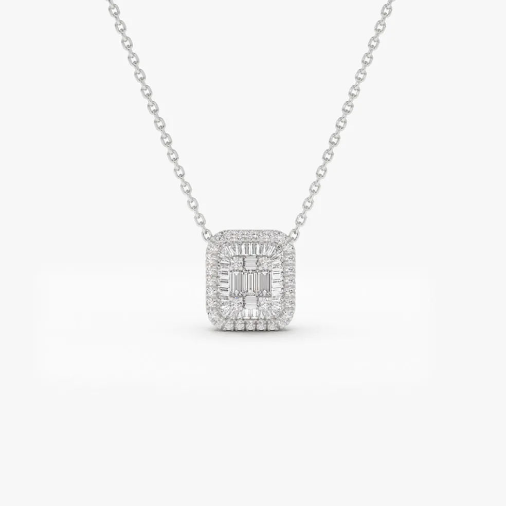 14k Unique Baguette Diamond Statement Necklace