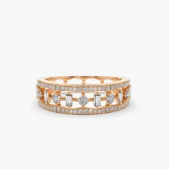 14K Unique Baguette Diamond Wedding Ring