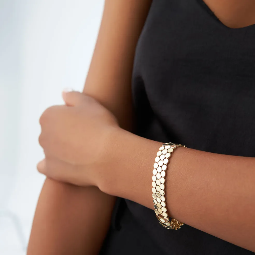 14k Unique Bold Triple Strand Bracelet