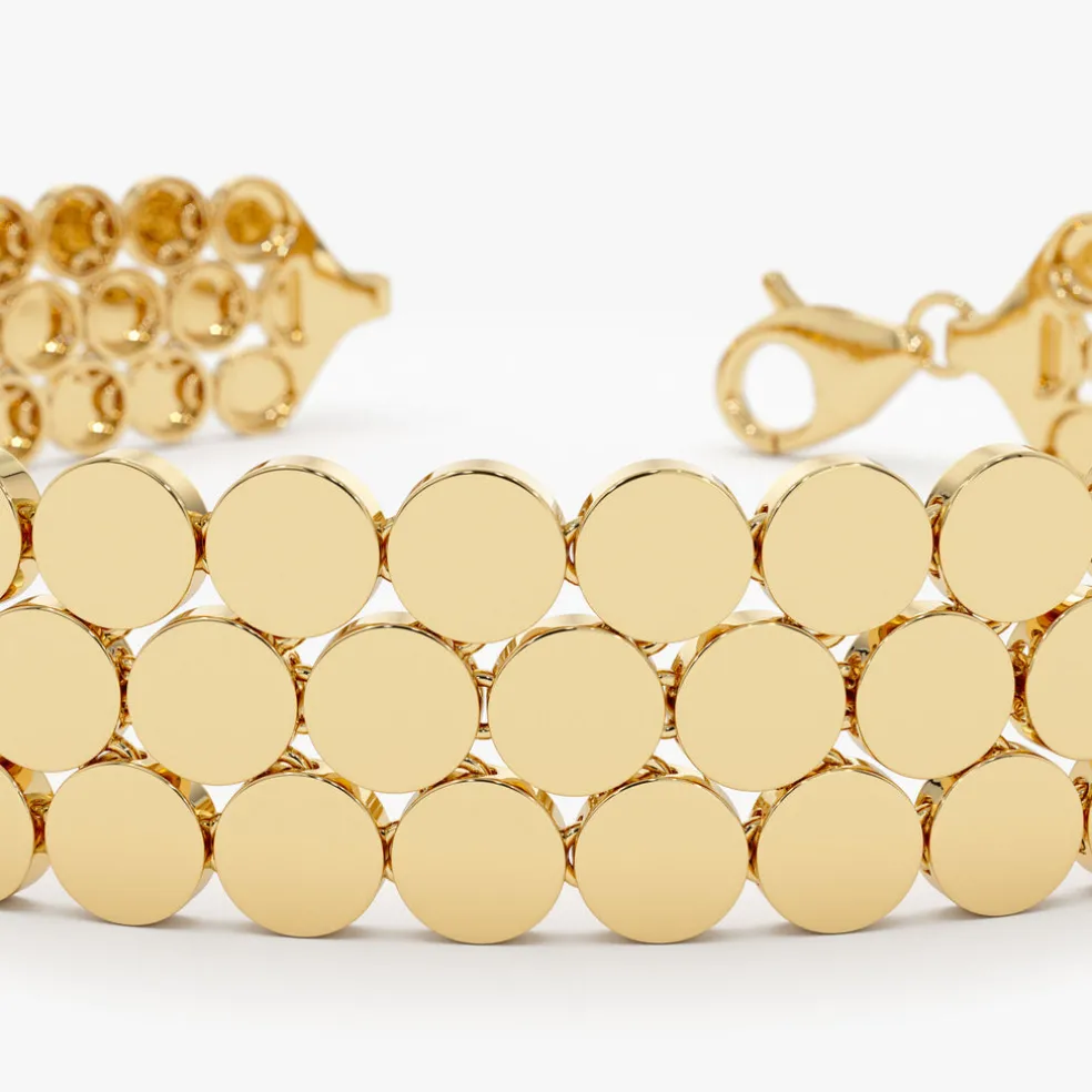 14k Unique Bold Triple Strand Bracelet