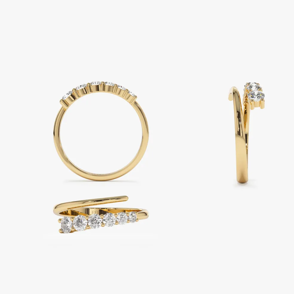 14k Unique Crossover Diamond Statement Ring