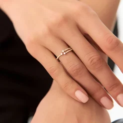 14k Unique Diamond Crossover Ring For Women