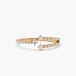 14k Unique Diamond Crossover Ring For Women