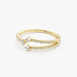 14k Unique Diamond Crossover Ring For Women