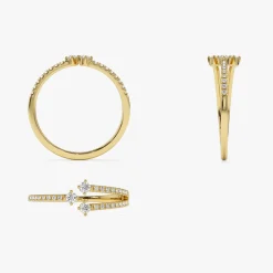 14k Unique Diamond Crossover Ring For Women