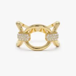 14k Unique Diamond Horsebit Pave Ring