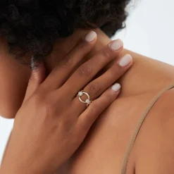14k Unique Diamond Horsebit Pave Ring