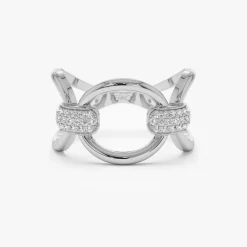 14k Unique Diamond Horsebit Pave Ring