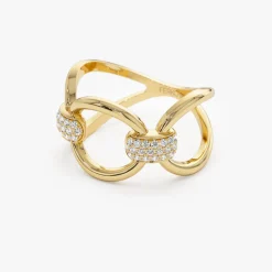 14k Unique Diamond Horsebit Pave Ring