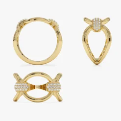 14k Unique Diamond Horsebit Pave Ring