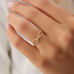 14k Unique Diamond Statement Ring w/ Double Rope Band