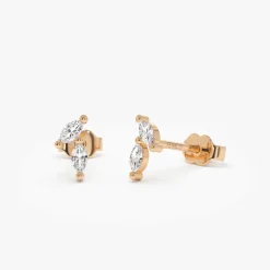 14k Unique Double Marquise Diamond Studs