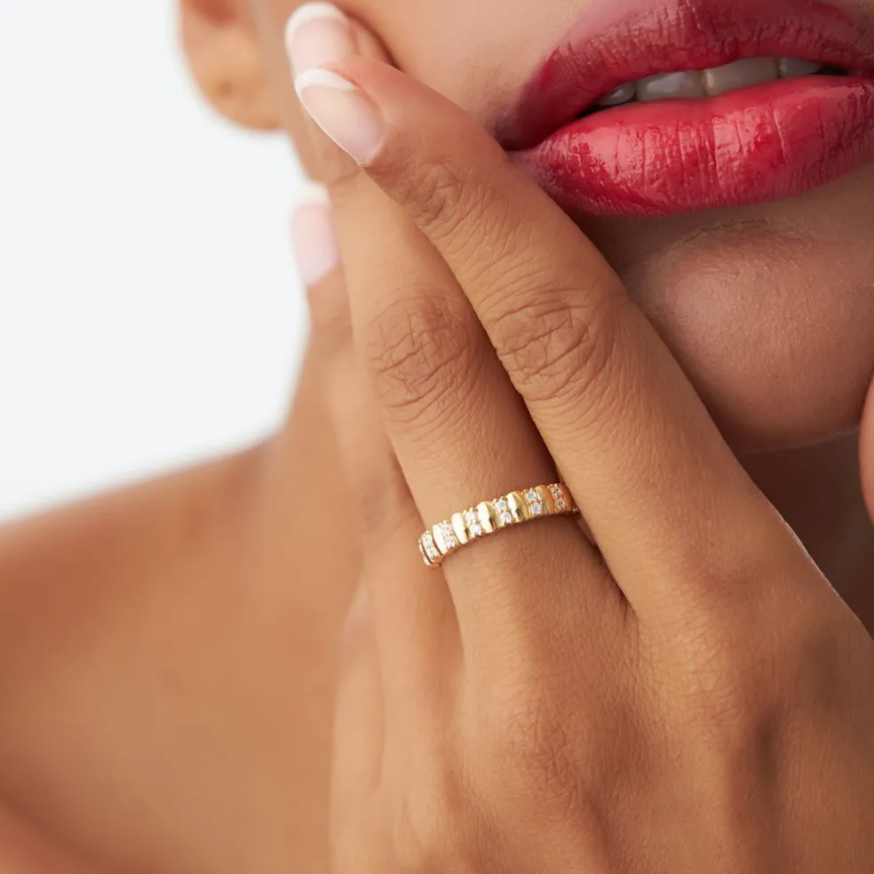 14k Unique Double Row Diamond Eternity Ring