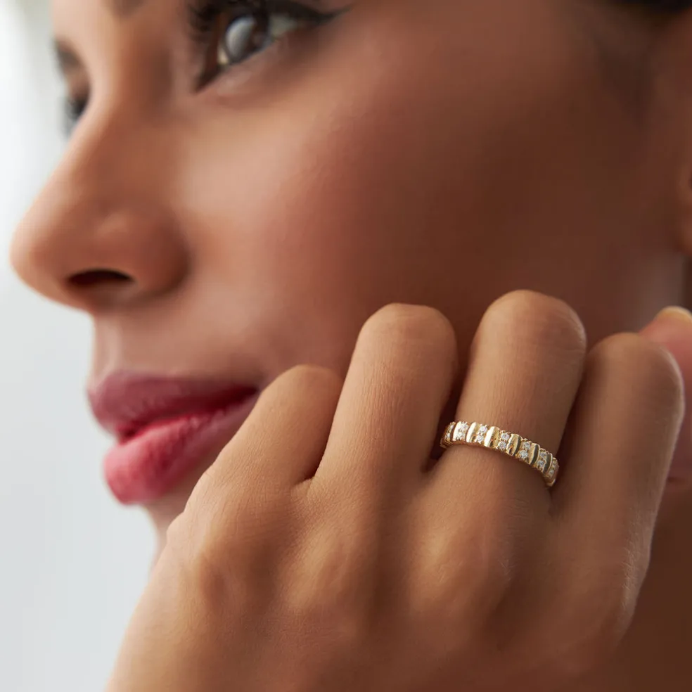 14k Unique Double Row Diamond Eternity Ring