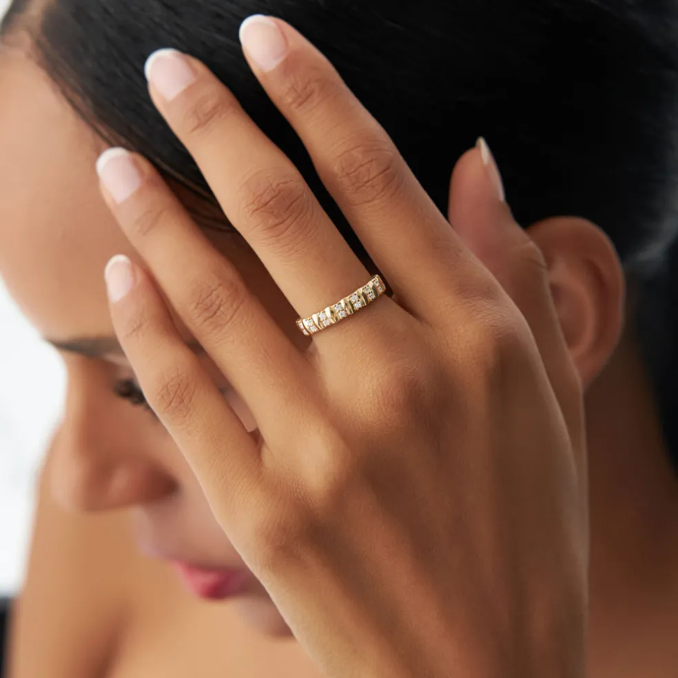 14k Unique Double Row Diamond Eternity Ring
