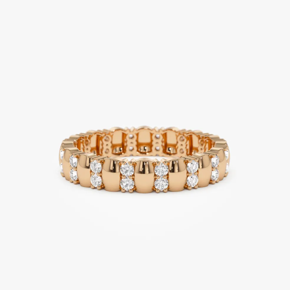 14k Unique Double Row Diamond Eternity Ring