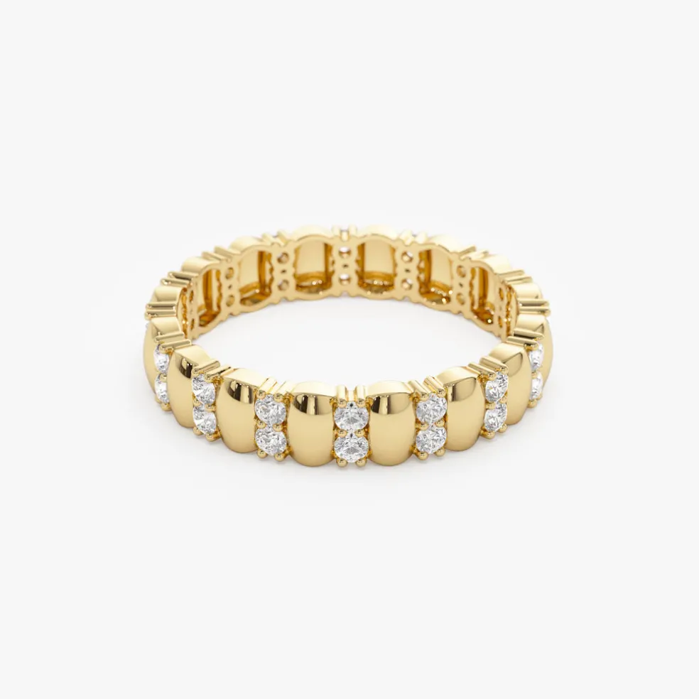14k Unique Double Row Diamond Eternity Ring
