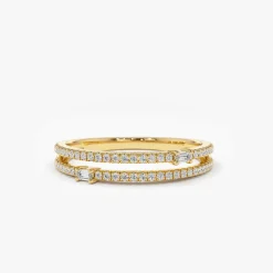 14k Unique Double Row Micro Pave Statement Ring