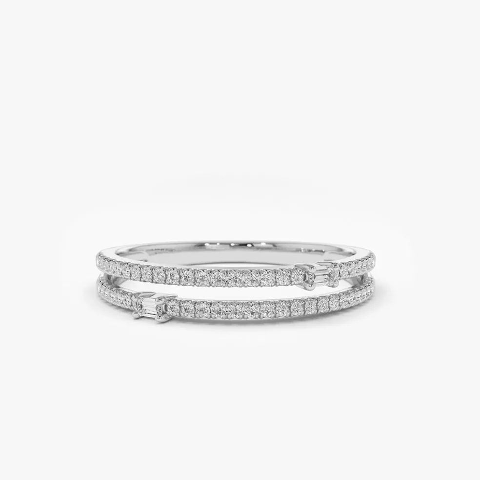14k Unique Double Row Micro Pave Statement Ring