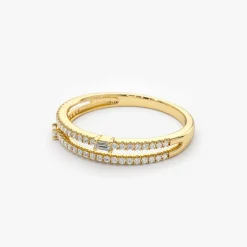 14k Unique Double Row Micro Pave Statement Ring