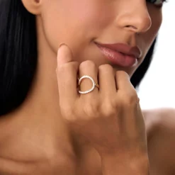 14k Unique Half Bezel Diamond Ring