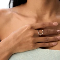 14k Unique Half Bezel Diamond Ring