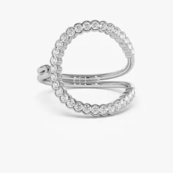 14k Unique Half Bezel Diamond Ring