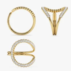 14k Unique Half Bezel Diamond Ring