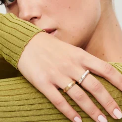 14k Unique Multi Lined 5MM Dome Gold Ring