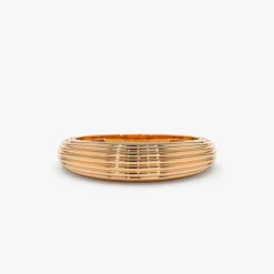 14k Unique Multi Lined 5MM Dome Gold Ring