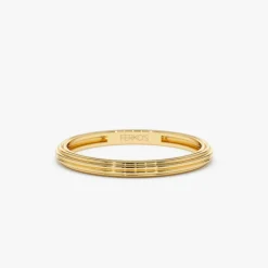 14k Unique Multi Lined 2MM Gold Ring