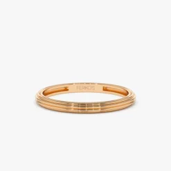 14k Unique Multi Lined 2MM Gold Ring