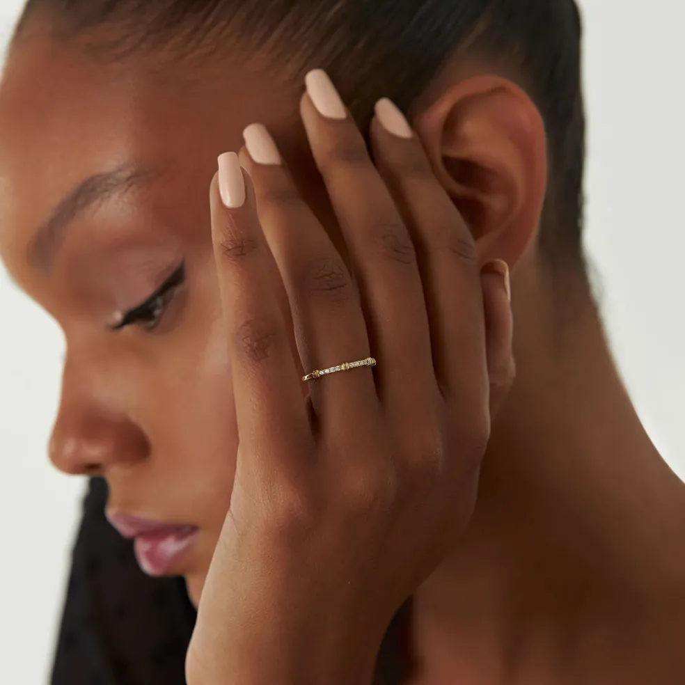 14k Unique Petite Diamond Stack Band