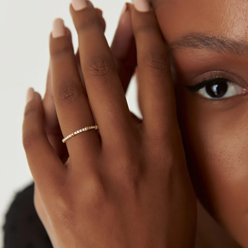 14k Unique Petite Diamond Stack Band