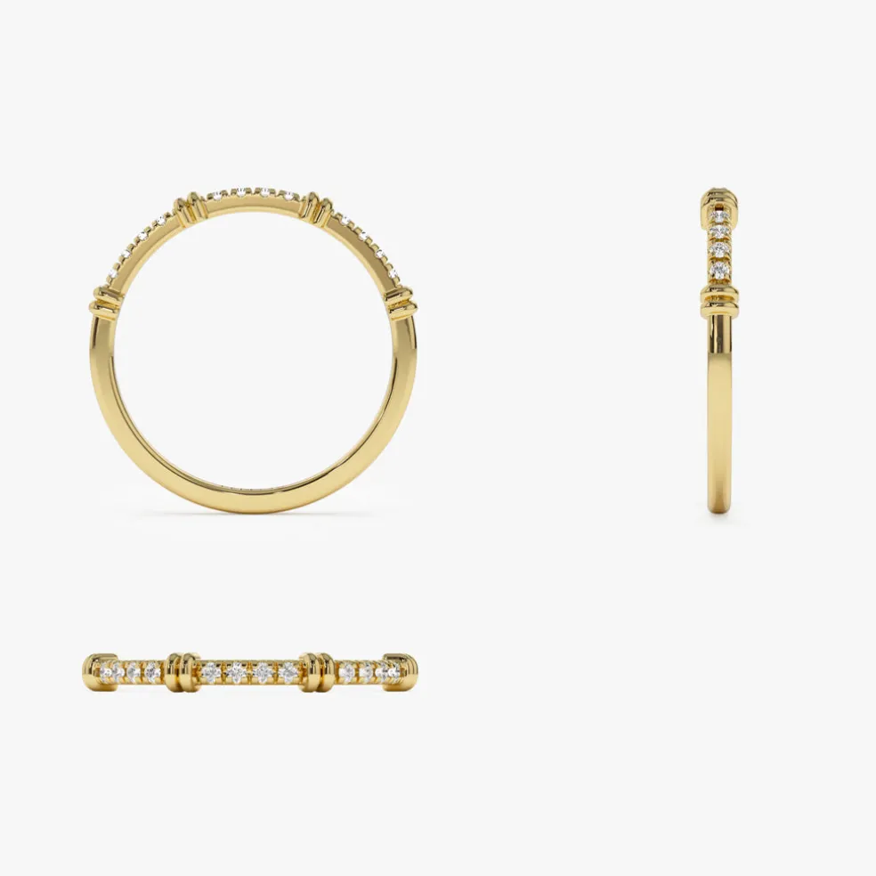 14k Unique Petite Diamond Stack Band