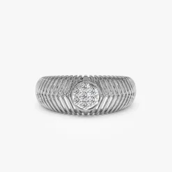 14k Unique Ribbed Illusion Setting Diamond Ring