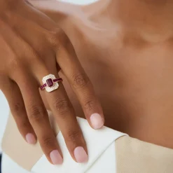 14k Unique Ruby and Diamond Art Deco Ring