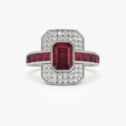14k Unique Ruby and Diamond Art Deco Ring
