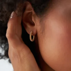14k Unique Spiral C-Hoop Earring