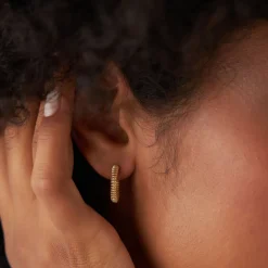 14k Unique Spiral C-Hoop Earring