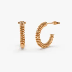 14k Unique Spiral C-Hoop Earring