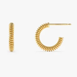 14k Unique Spiral C-Hoop Earring
