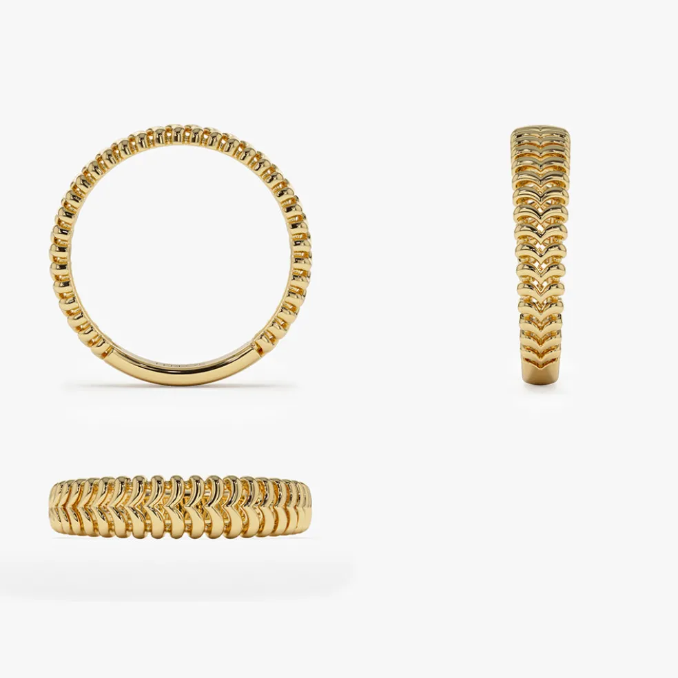 14k Unique Statement Stacking Gold Ring