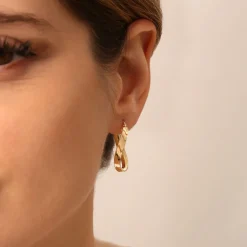 14k Unique Style Latch Back Gold Hoop Earrings