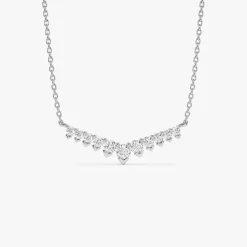 14k V Prong Chevron Diamond Necklace